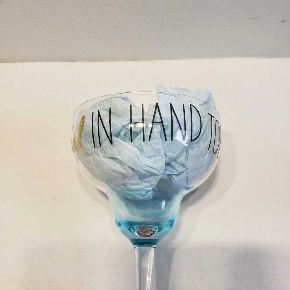 Mud Pie Margarita Glass Set Blue Gold Toes In Sand Cabana Boy